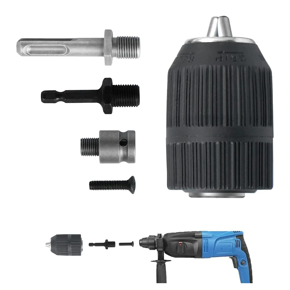 

Keyless Drill Chuck 2-13Mm 1/2In X 20UNF Mit 1/4 HEX, 3/8In SDS Plus,Impact Wrenches Adapter, Quick Change Adapter Kit