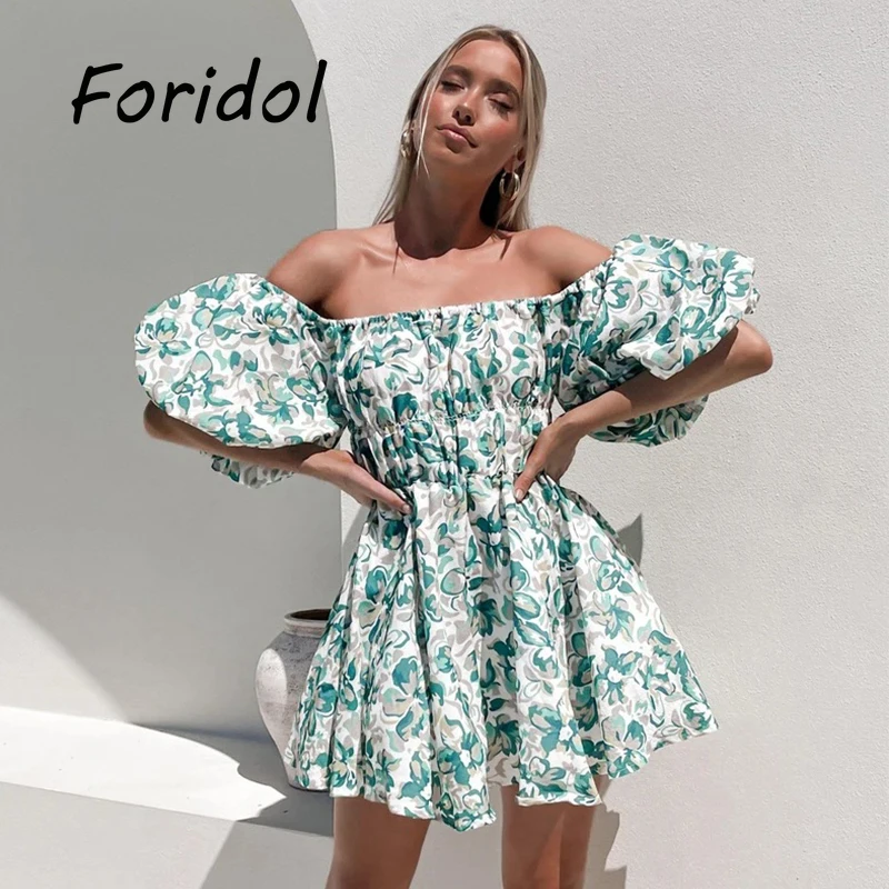 

Foridol Sexy Off The Shoulder Mini Dress Summer Women Casual Beach Boho Style A-line Short Dress Sundress Vestido Elegant New