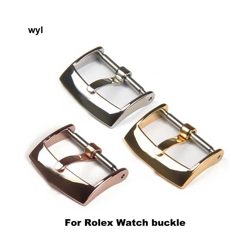 

Fine steel watch buckle silver gold rose gold stainless steel for Rolex watch strap metal buckle steel color 16mm 18mm 20mm