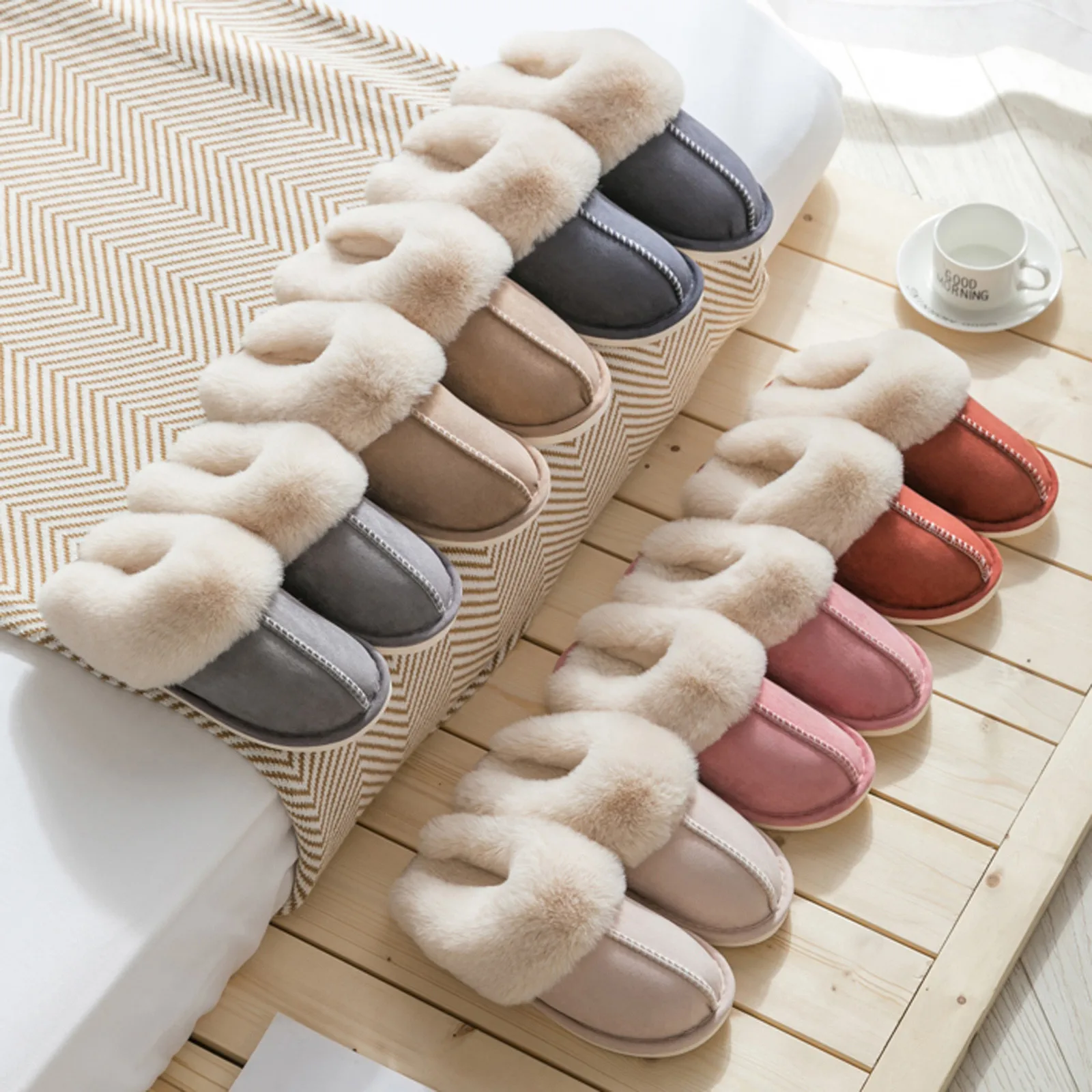 

Тапки унисекс домашние без шнуровки, Нескользящие, с цветами, повседневные зимние Тапочки