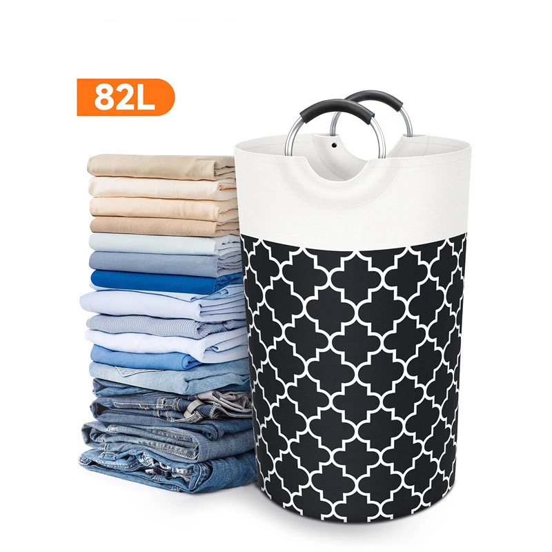 

90L/82L Large Laundry Basket, Collapsible Laundry Bag, Freestanding Tall Clothes Hamper, Foldable Washing Bin