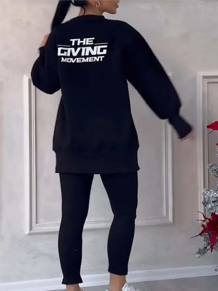 Женский спортивный костюм из двух предметов повседневный однотонный Свободный