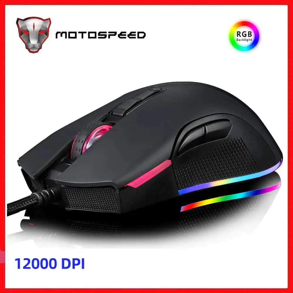 

Motospeed V70 игровая мышь 6400DPI 7 кнопок RGB светодиодная подсветка оптическая USB Проводная 7 кнопок настроить макропрограммирование