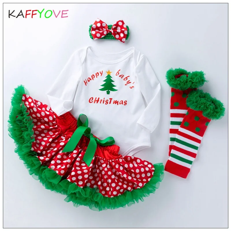 

Christmas Girl Baby Clothes Set Princess New Year Infant 0-24m Romper+Sock+Headwear+Skirt 4Pcs Kids Girls Clothing Kids Clothes