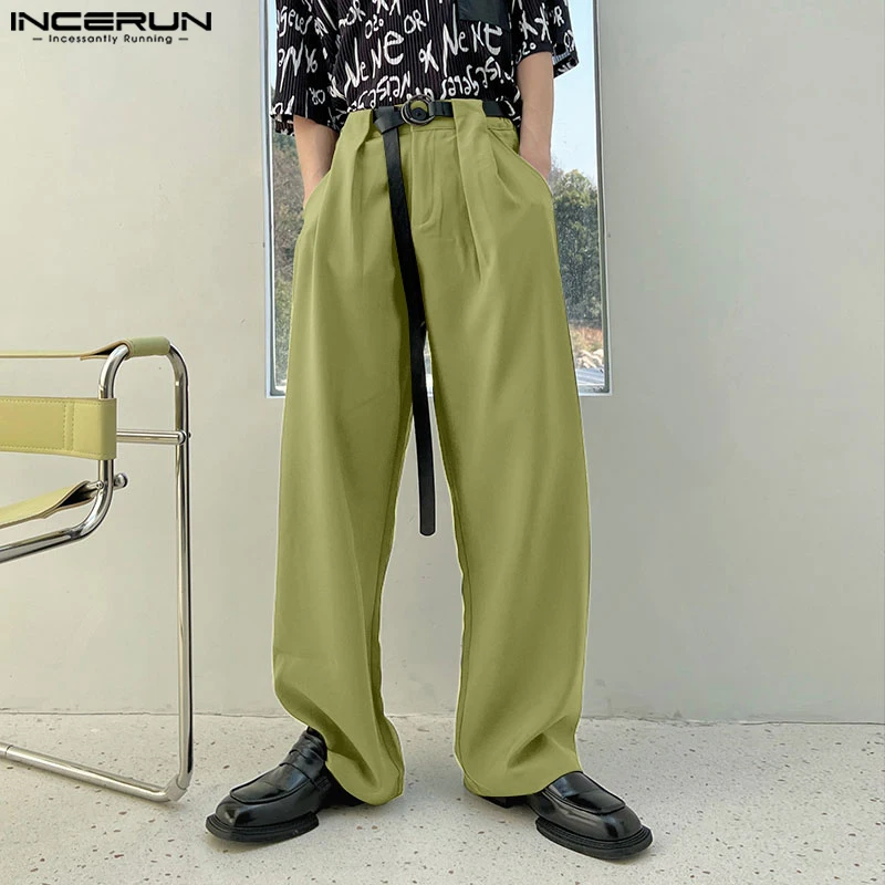 

INCERUN 2023 Handsome Mens Long Pants Casual Loose Fitting Drape Pants Male Fashion Hot Selling Solid Traight Leg Trousers S-5XL