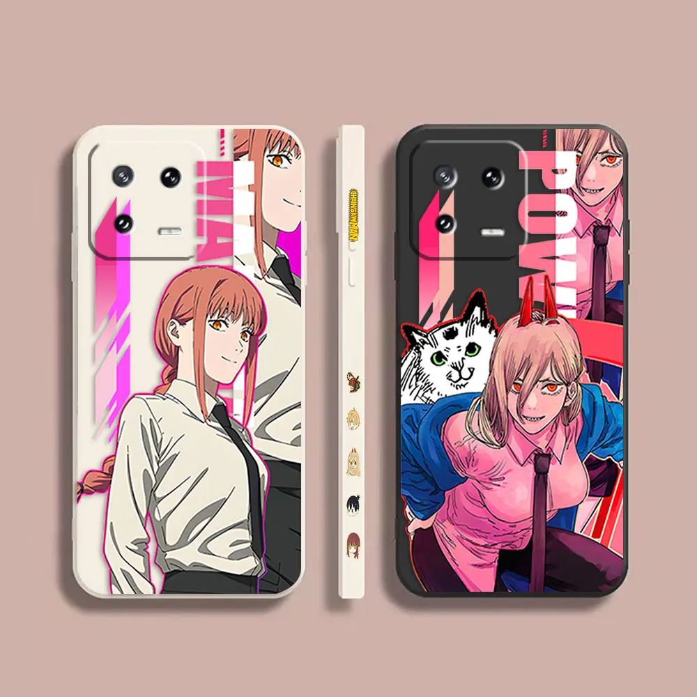 

Case For Xiaomi PCOO F3 M3 X2 X3 6X 8 MIX 2 2S 3 4 3 4 5 GT Pro 4G 5G Simple Liquid Silicone Case Chainsaw Man Power