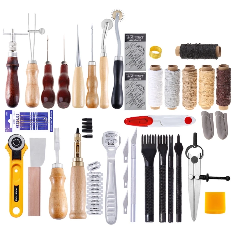 

Инструменты для ремонта кожи, дырокол, набор для ремонта, ручная вышивка, резьба, рабочее швейное седло, Прямая поставка