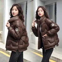 2022 new solid black short style quilted puffer jacket winter parkas for women loose female winter coat clothes