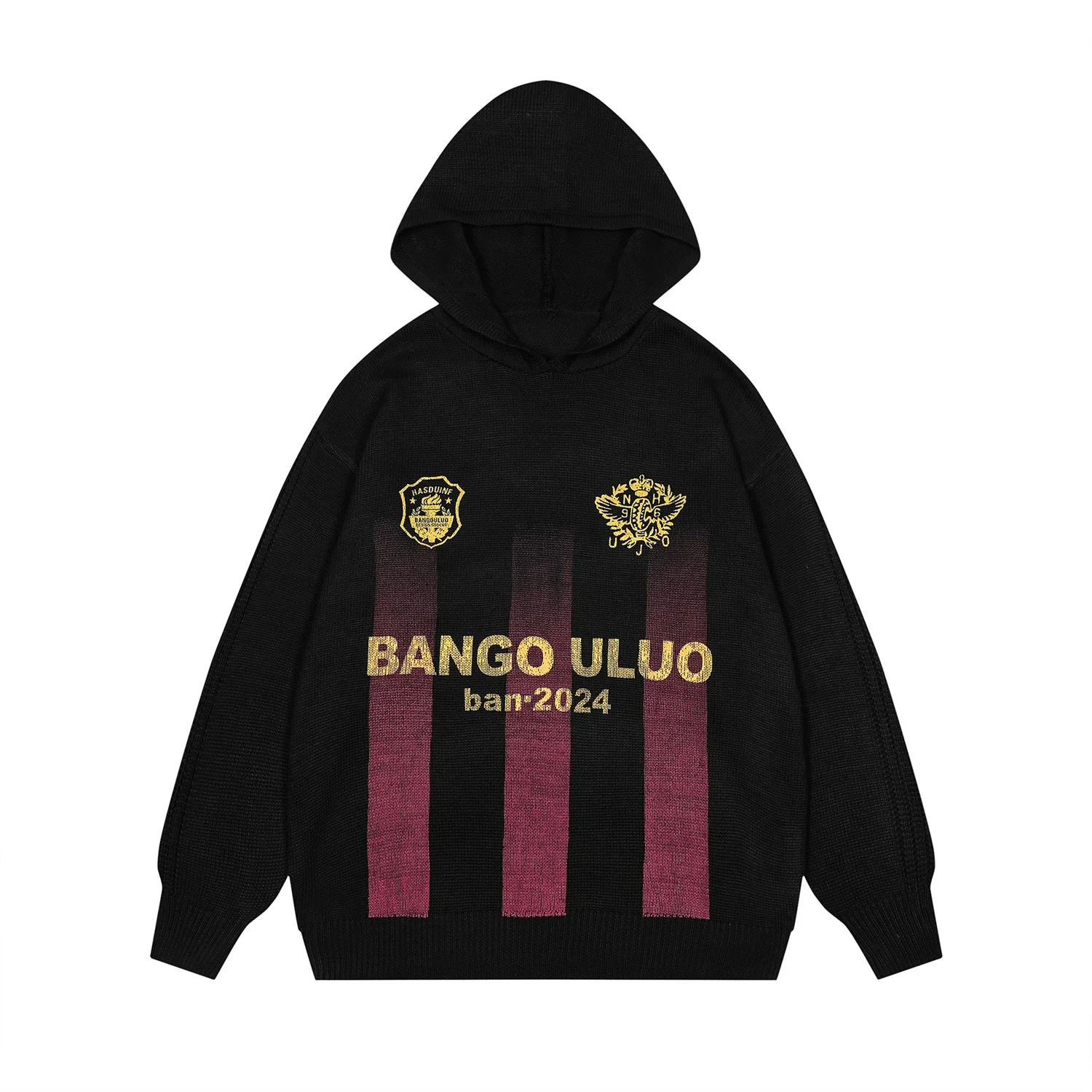 Модный жаккардовый вязаный топ с капюшоном в американском стиле повседневный