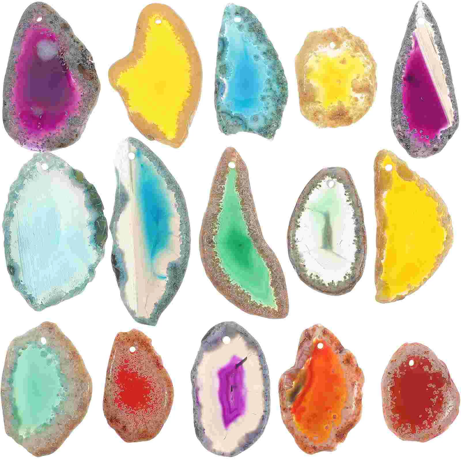 

15PCS Natural Agate Slices Natural Geode Slices Agate Geode Slices Agate Stone Slices Jewelry Making Supplies