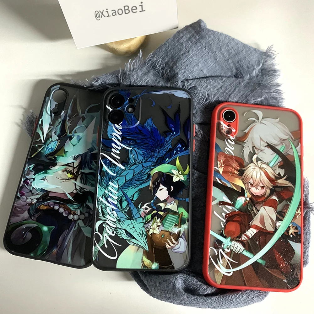 hot genshin impact game phone case for iphone 13 12 11 pro max xs xr x 7 8 plus black matte translucent cover funda coque new free global shipping