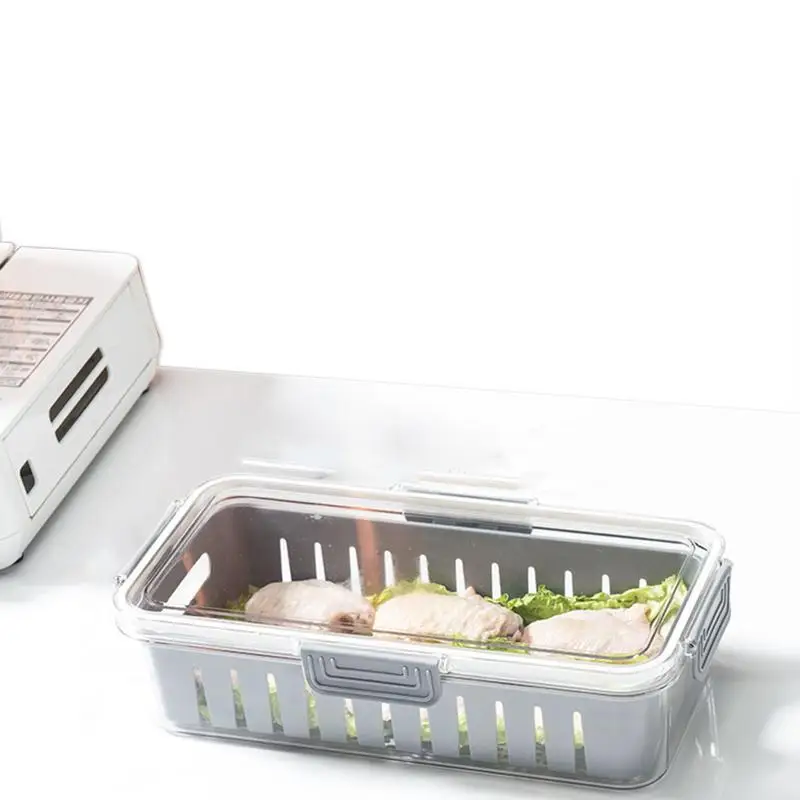 

Food Storage Containers For Fridge Clear Airtight Freezer Food Boxes With Lids Vegetable Fruit Storage Organizer With Drain Tray