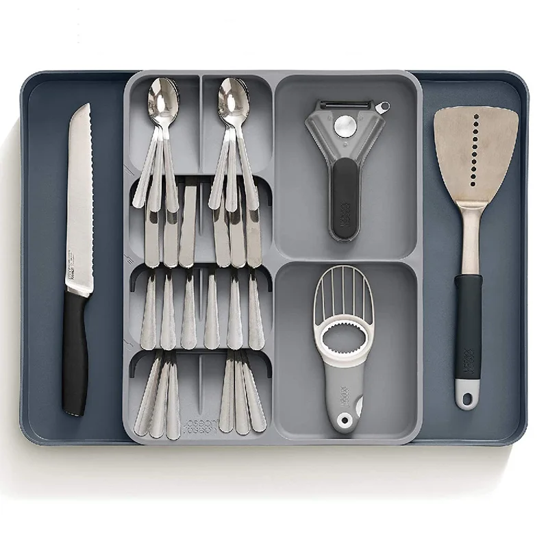 Kitchen Cutlery Storage Trays Plastic Retractable Drawer Organizer Knife Block Holder Fork Spoon Tableware Divider Container Box