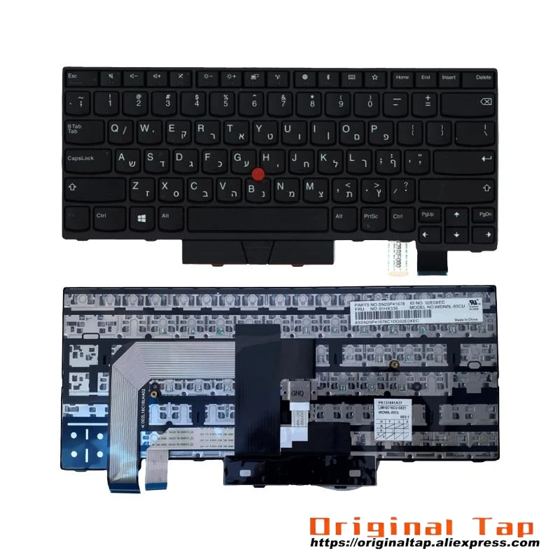 Клавиатура HB Hebrew IL Israel для Lenovo Thinkpad T470 A475 T480 A485 01AX378 01AX419 01AX460 01HX313 01HX353 01HX393
