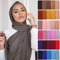jersey hijab scarfs for women 2022 solid color long muslim hijabs for woman bubble chiffon soft islam shawls and headscarfs