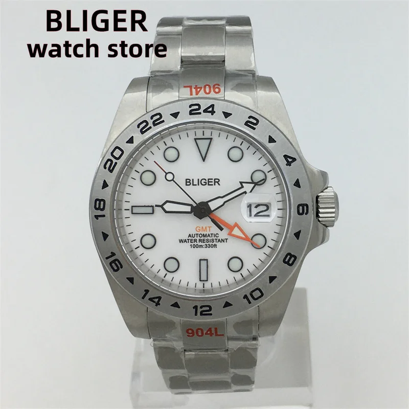 

BLIGER Watch 40mm43mm white dial NH34A (GMT)DG3804(GMT) Automatic Men's Watch Jubilee/ Oyster Bracelet Sapphire Glass