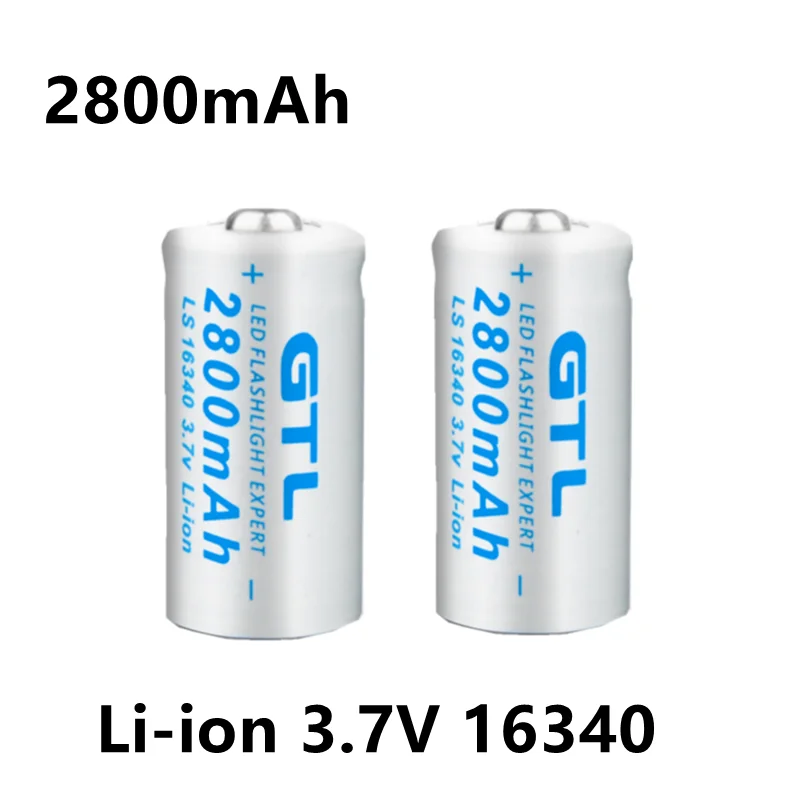 

New High capacity 2800mAh Rechargeable 3.7V Li-ion 16340 Batteries CR123A Battery For LED Flashlight For 16340 CR123A Battery