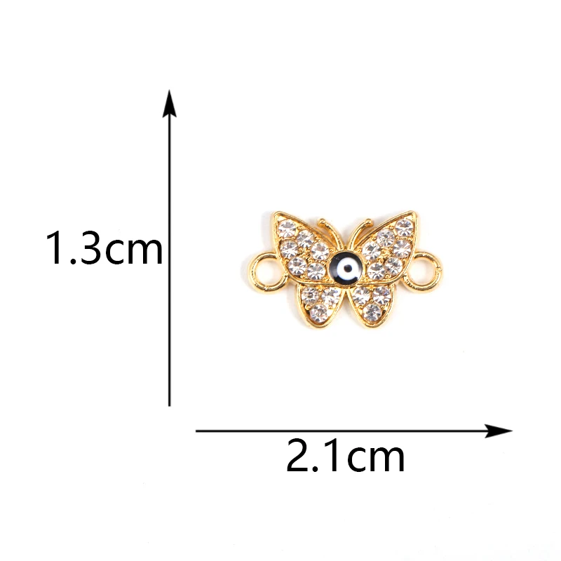 15Pcs 13*21MM Delicate Shiny Rhinestone With Evil Eye Charms Connectors For Women Jewelry Earrings Necklace Making Accessories