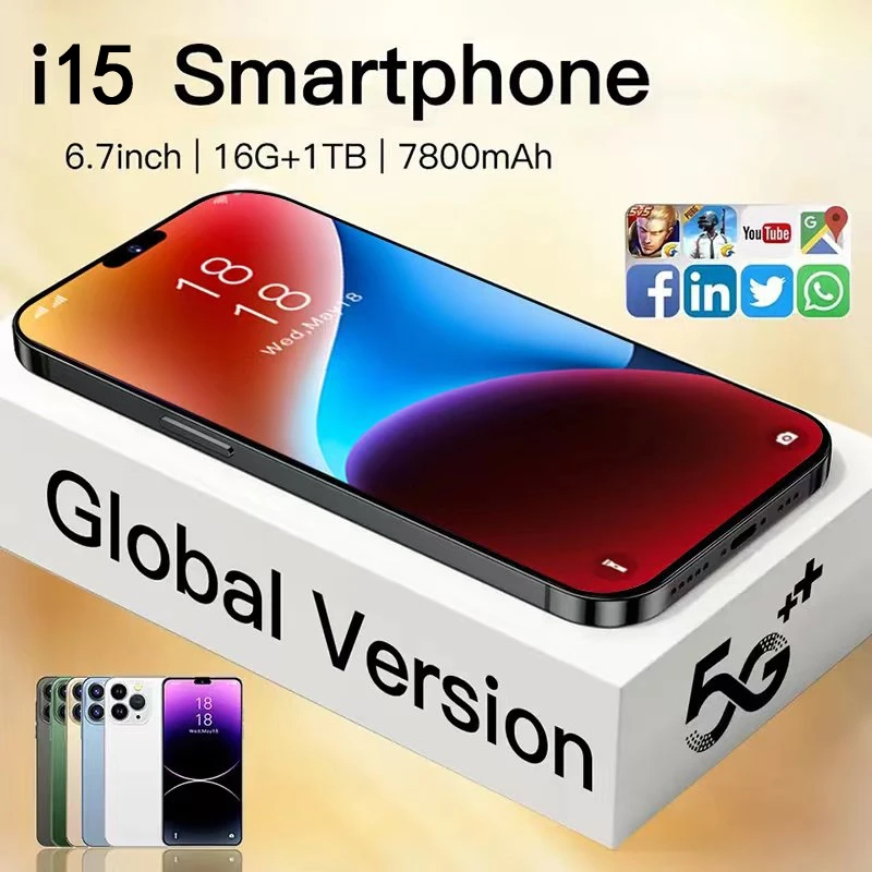 

2023 i15 Smartphone 6.7Inch 16GB+1TB 48MP+108MP 7800Ah Celulares Android 13 5G Dual Sim Card Cellphone Mobile phone Pro Max