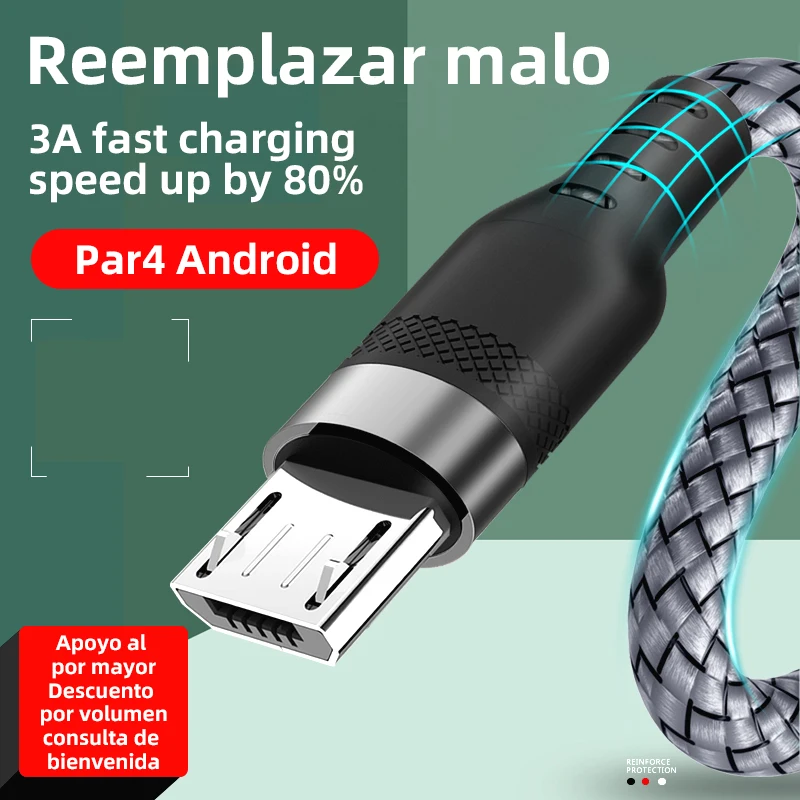 

Micro USB Cable 2.4A Nylon Fast Charge USB Data Cable for Samsung Xiaomi LG Tablet Android Mobile Phone USB Charging Cable