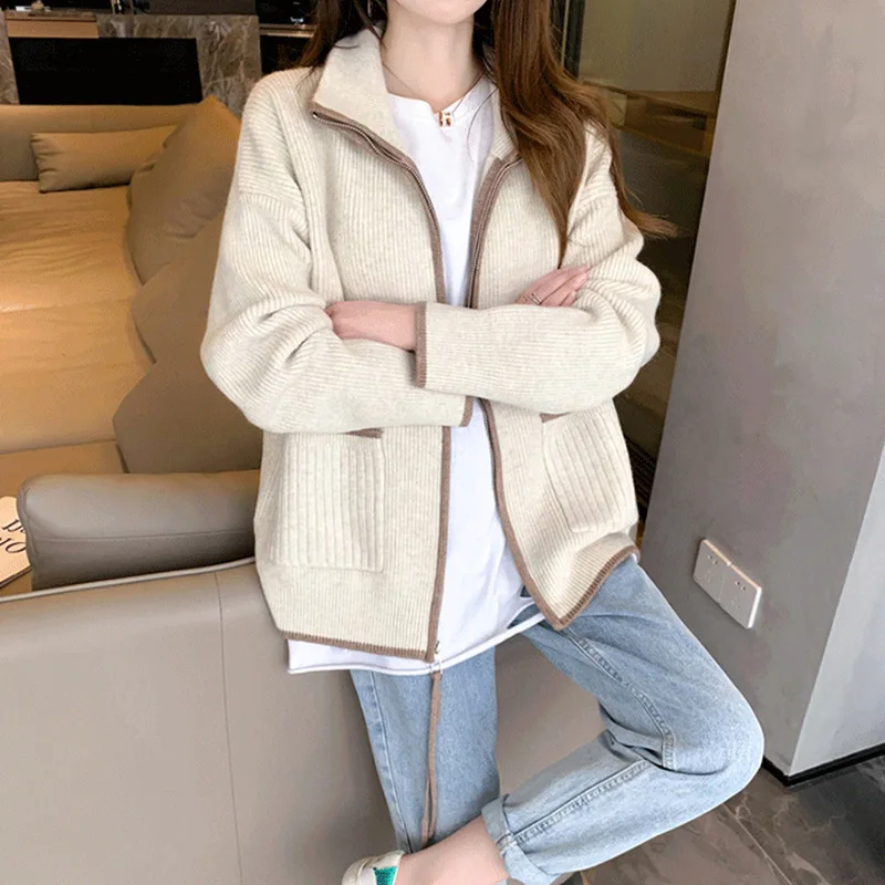 

Новинка Осень-Зима Свободный модный короткий вязаный кардиган для отдыха со снижением возраста