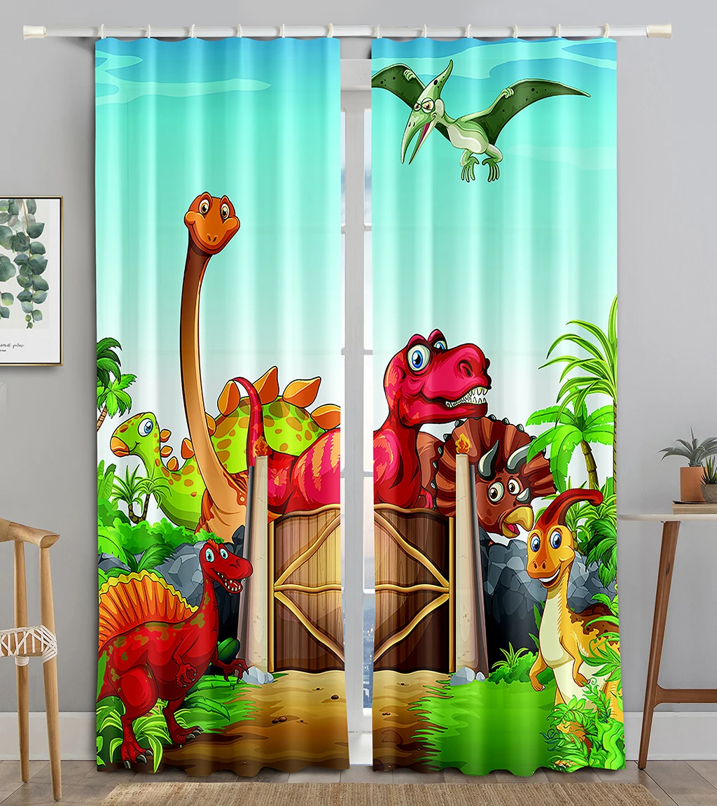 

Safari Animals Window Curtain Cartoon Jungle Forest Print Curtains Home Decor Drapes for Baby Children Bedroom Living Room 2pcs