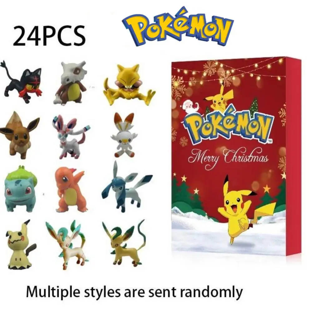 24PCS Pokemon Christmas Advent Calendar Box Figure Pocket Monsters Cartoon Anime Model Collectible Kid Toys Pikachu Gifts Box