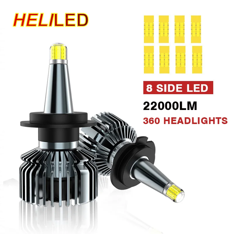 360º Car Headlight Bulb H7 LED 22000LM H1 H11 H9 H8 H3 9005 HB3 9006 HB4 9012 HIR2 D1S D2S D3S D4S 6000K 12V Lamp Auto Fog Light