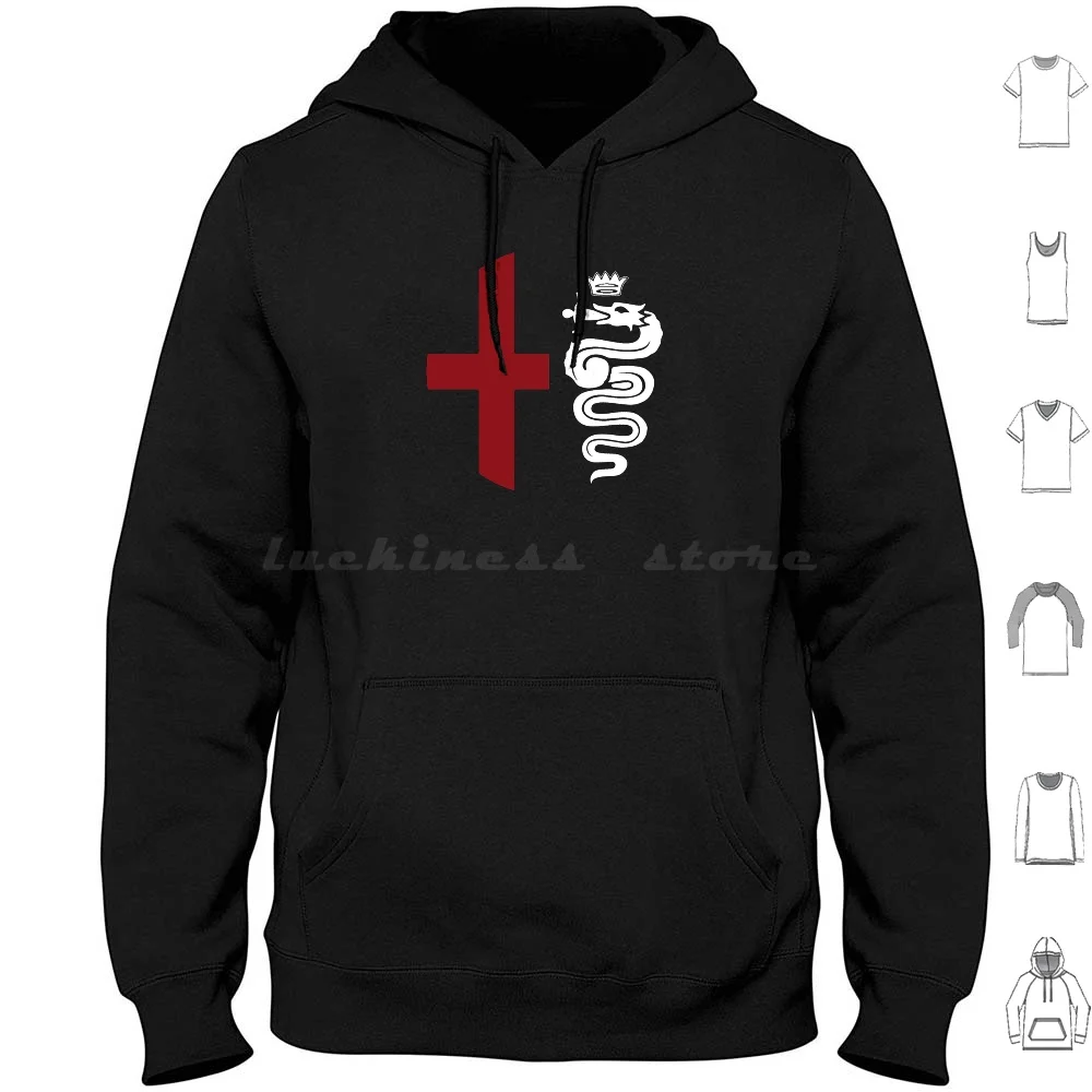 

Alfa Romeo Biscione & Cross Classic ( Red / White ) Hoodie cotton Long Sleeve Alfa Romeo Fiat Abarth Lancia Chrysler