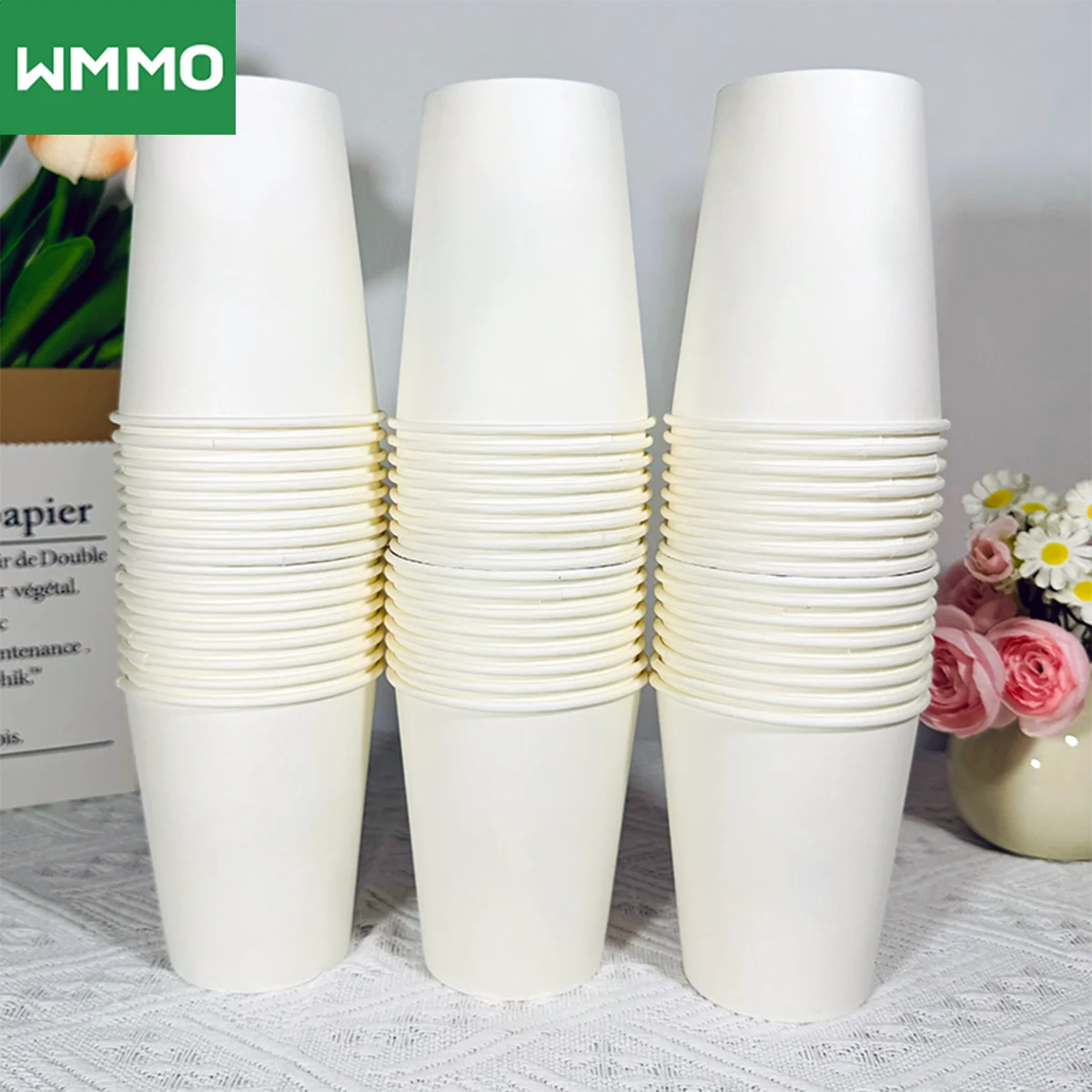 WMMO 50 шт. чистый белый одноразовый стаканчик ручной работы бумажный утолщенный