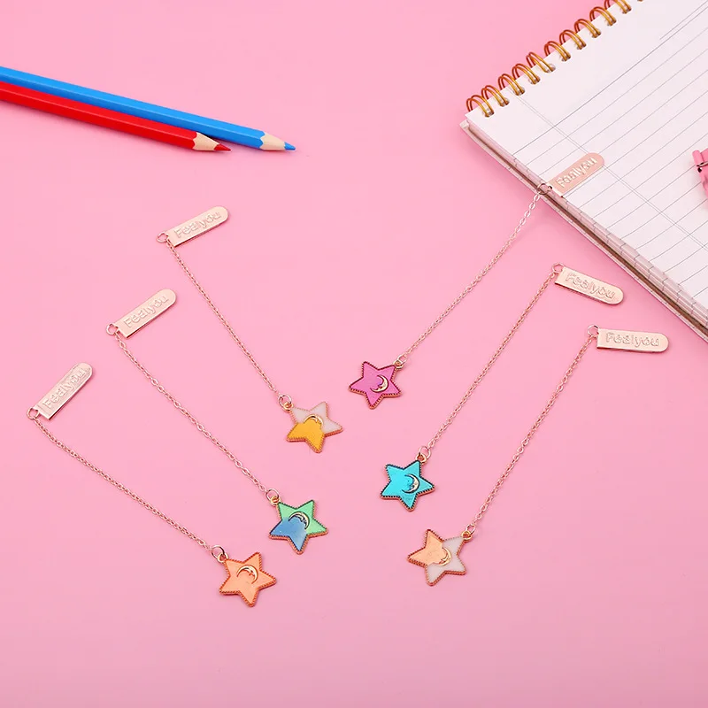 

Creative Cute Alloy Bookmark Cartoon Stars Metal Student Children Small Gift Dress Up Pendant School Stationery Supplies