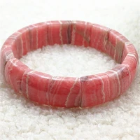 natural ice red rhodochrosite rose bracelet 18x15mm clear rectangle beads women men fashion certificate aaaaa