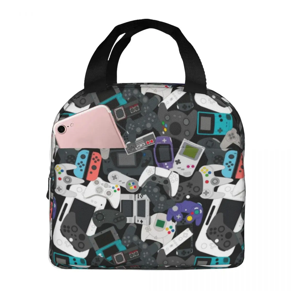Gamer Controller Lunch Bags Portable Insulated Oxford Cooler Bags Game Thermal School Lunch Box for Women Girl