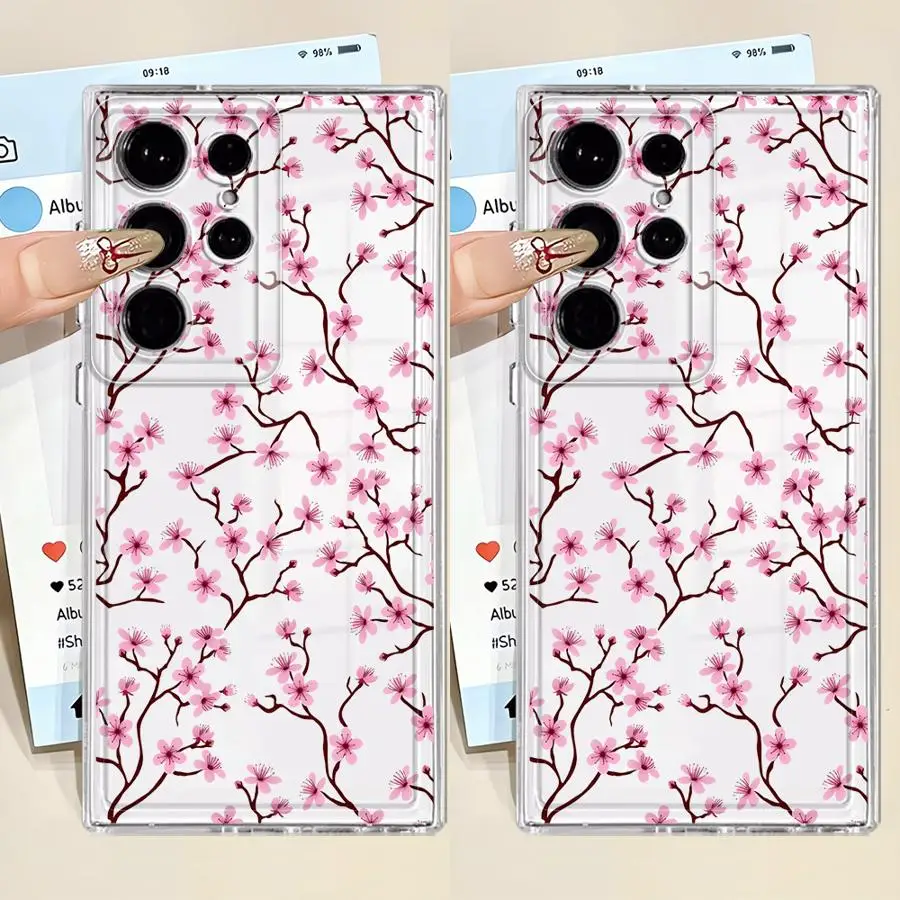 Фото Креативный чехол с цветами персика для Samsung Galaxy S26 S24 S23 Ultra S21 Note 20 Ultra 10 S25 Edge S22 FE S20 Plus №1