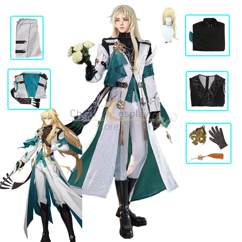 

Honkai Star Rail Luocha Cosplay Wig Yellow Long Hair Xianzhou Luofu Trader Halloween Party Women Men Accessory Free Wig Cap Prop