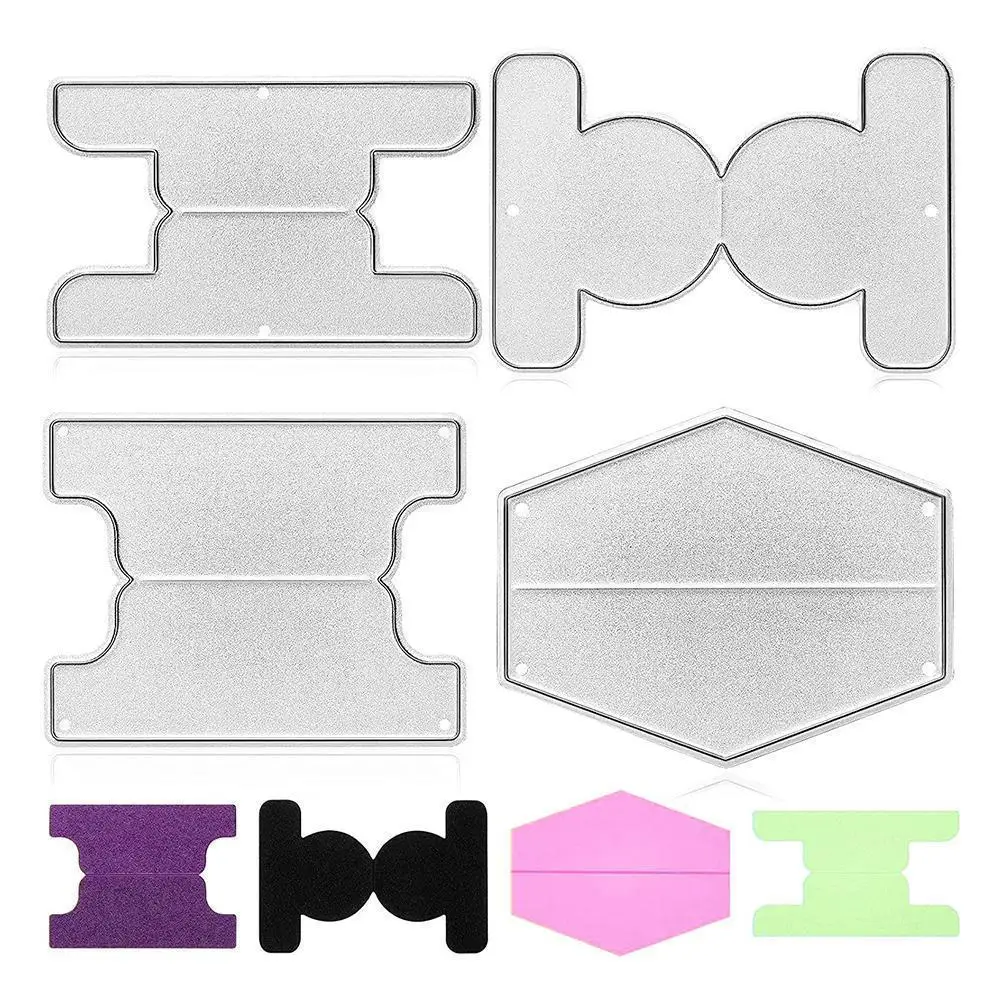 

4 Pieces Tab Die Cut Book Label Metal Cutting Dies Otebook Book Label Craft Stencil Planner Tabs DIY Embossing Paper Cards Craft