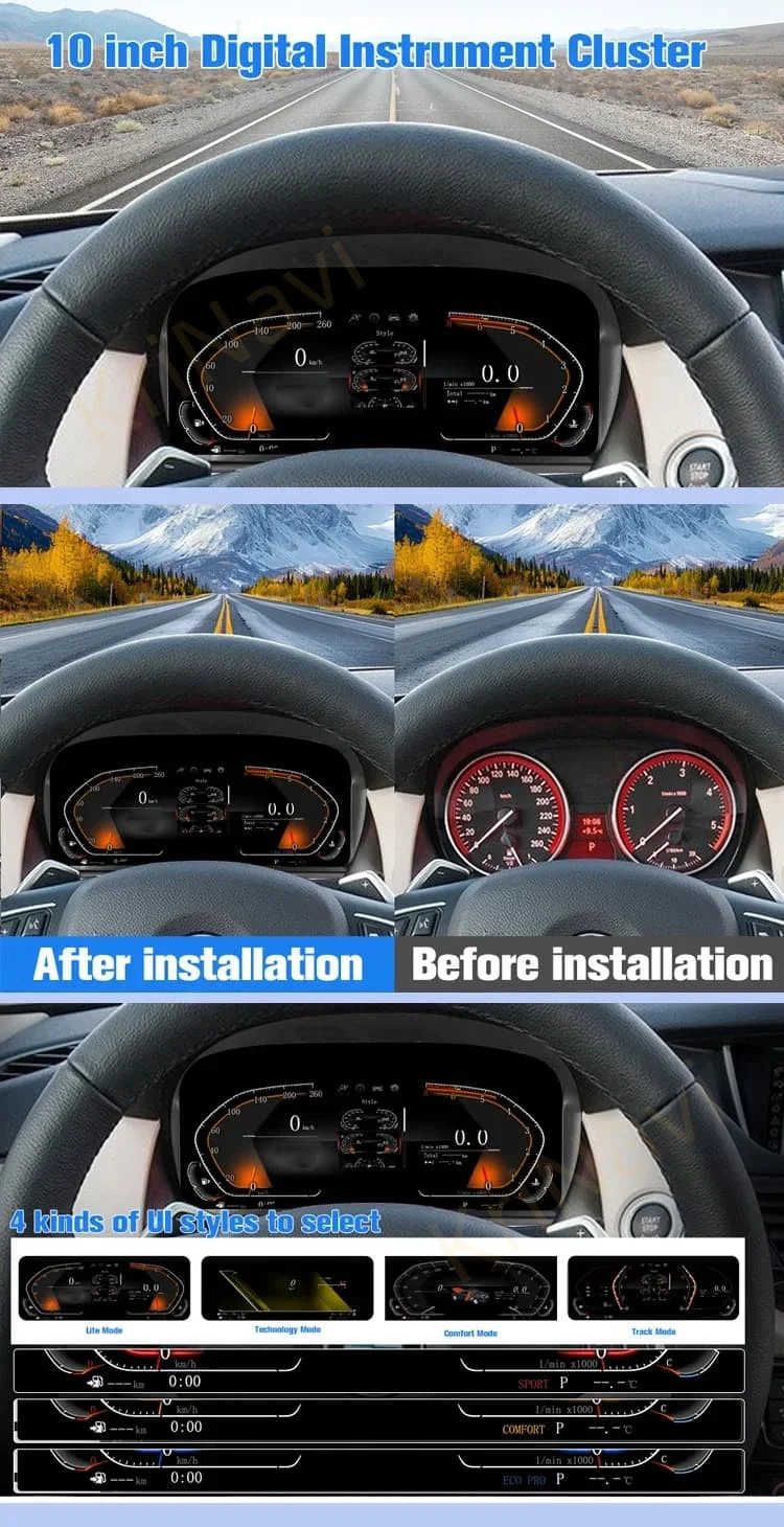 Фото Цифровая приборная панель для BMW X1 E84 2006-2015, ЖК-спидометр, приборная панель, одометр, 10-дюймовый HD-экран, Carplay, Plug-and-Play №1