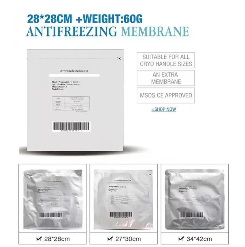 

Anti Freezing Membranes For Cryolipolysis Machine 50 Pcs Lot Antifreeze Membrane Dhl 0.6G Bag 28*28Cm Cryo Therapy Pads