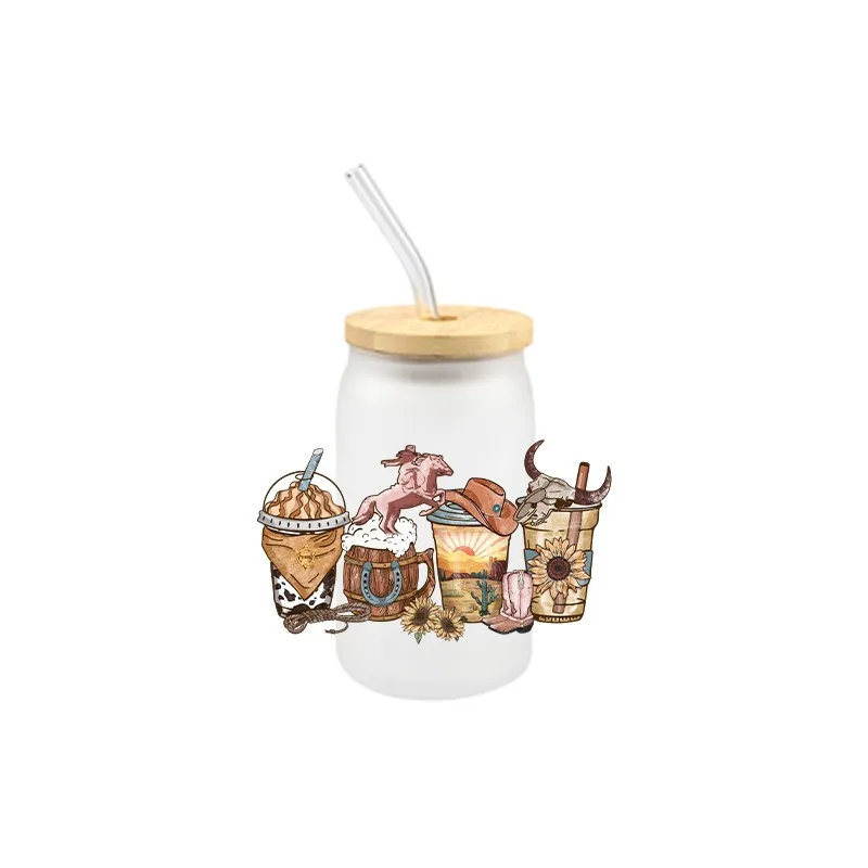 UV DTF западная ковбойская тема переноса наклейки для обертывания чашки