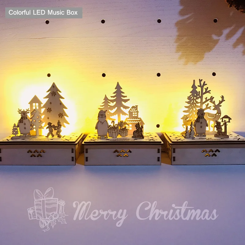 

Деревянная музыкальная шкатулка с надписью «Merry Christmas»