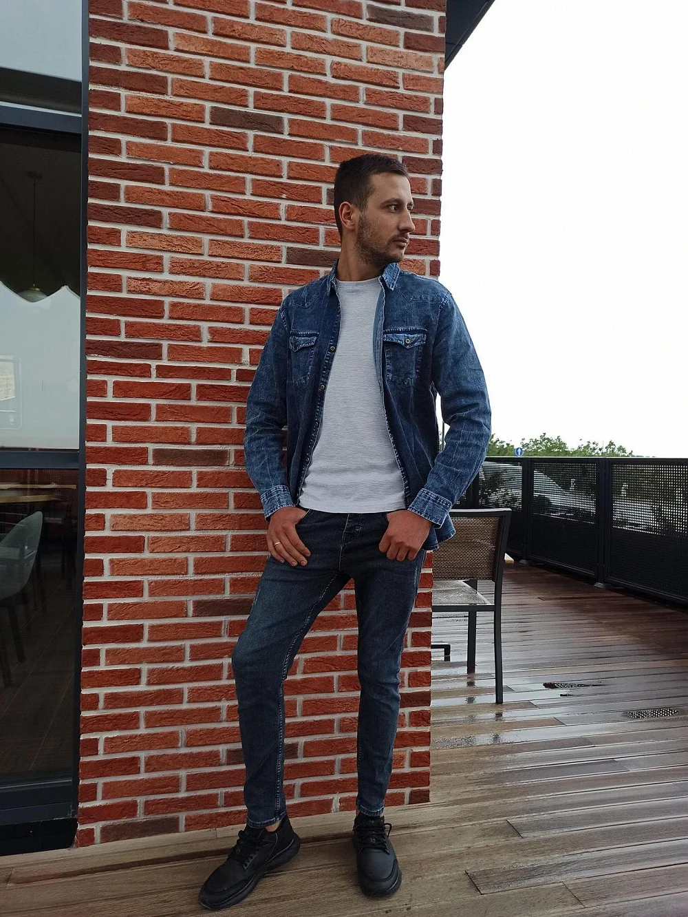 EUOW Autumn Winter Fashion Cotton Long Sleeve High Quality Heavy Industry Washed Denim Shirts Men Casual Coat Streetwear Pocket