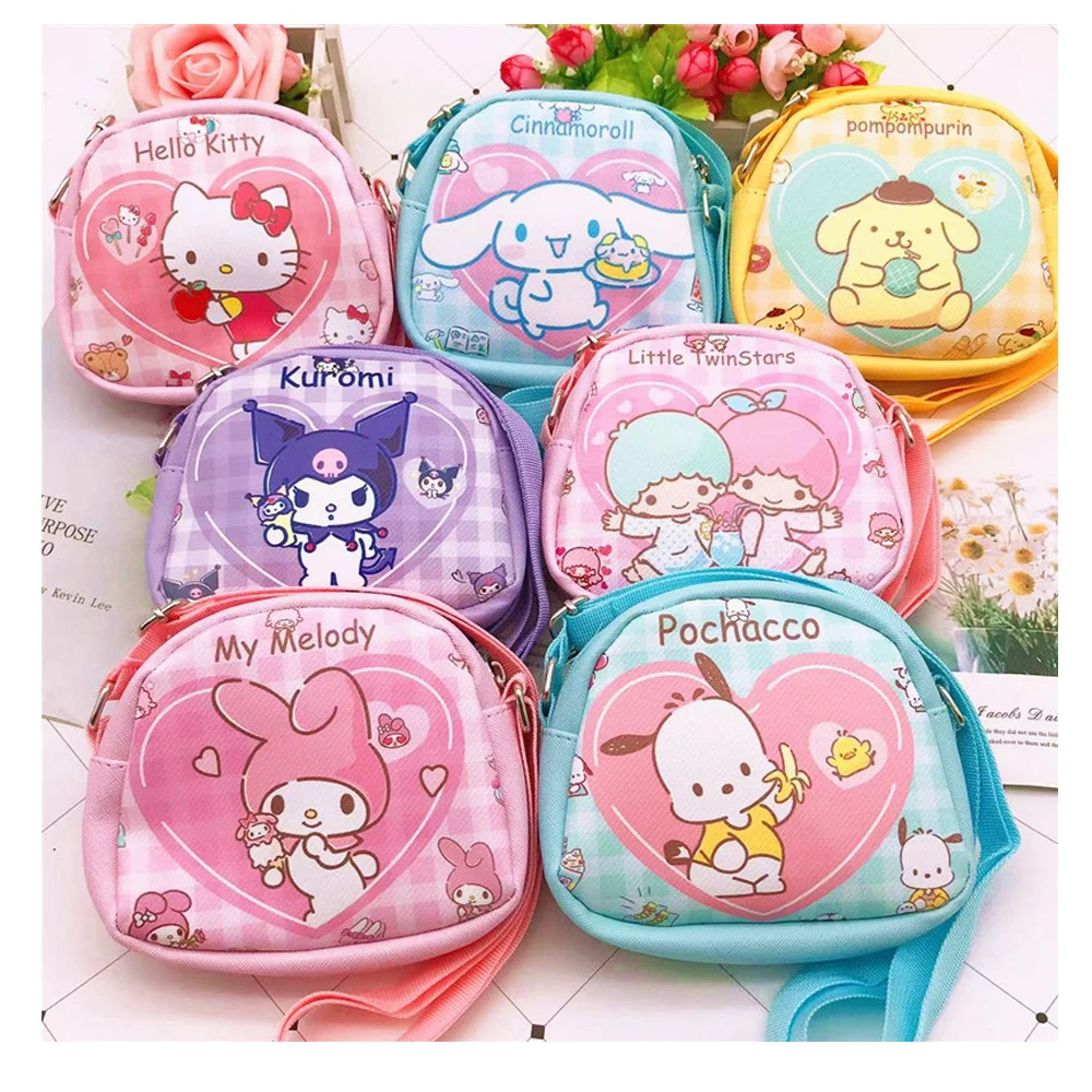 

Cartoon Sanrios My Melody Cinnamoroll Kuromi Hellokittys Pochacco Purin Littletwinstars Kawaii Anime One-Shoulder Messenger Bag