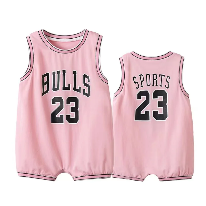 2022 Summer Basketball Sleeveless Romper Baby Clothes for Newborns 1 Piece Kids Clothing Set Sport Jumpsuit Cotton Tracksuits