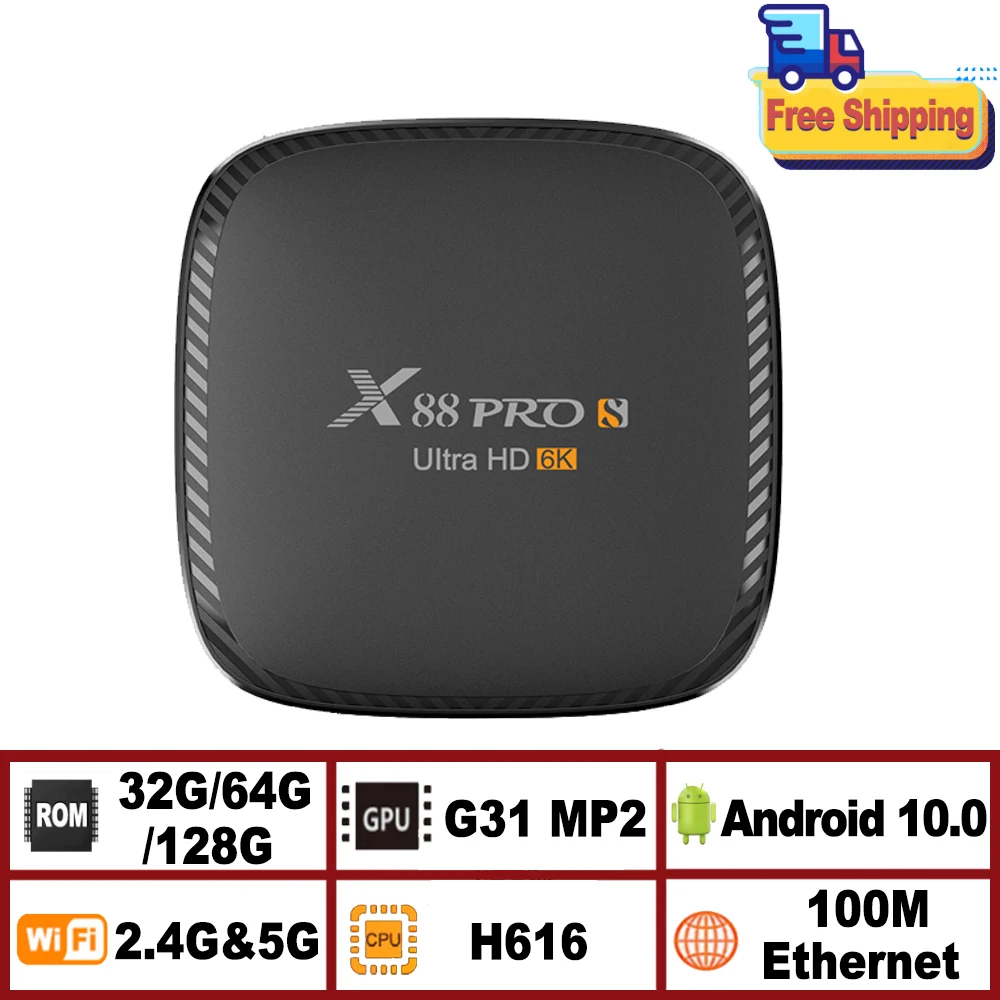 

Приставка Смарт-ТВ X88 PRO S, Android 10,0, Allwinner H616, 4K, 2,4 ГГц