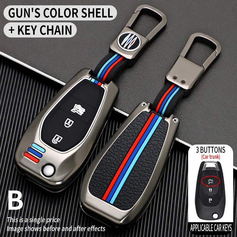 

Zinc Alloy Car Remote Key Case Cover Protect Shell Fob For Chevrolet Chevy Cruze 2016 2017 Malibu Flip Skin 3 Button Accessories