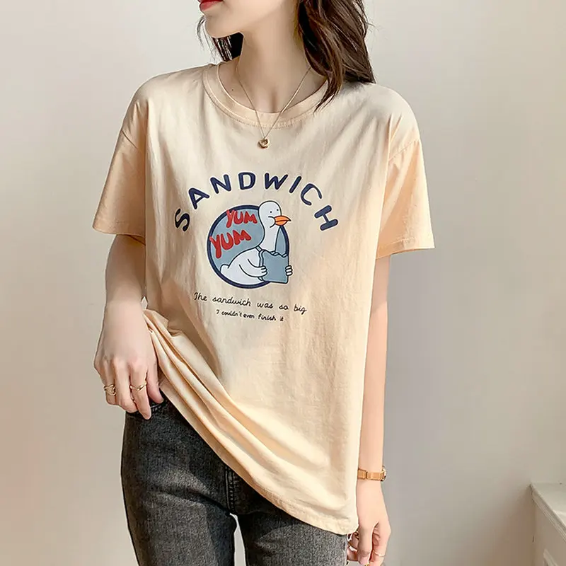 

GGRIGHT T Shirt Women Clothing Summer Tops White Casual Ladies Tshirts Short Sleeve Graphic Printed Black Tee Harajuku 2022