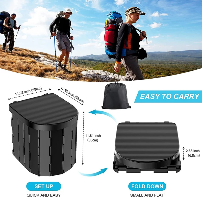 Portable Toilet Folding Camping Toilet Outdoor Commode Potty Car Toilet for Travel Bucket Toilet Seat camp Hiking Long Trip