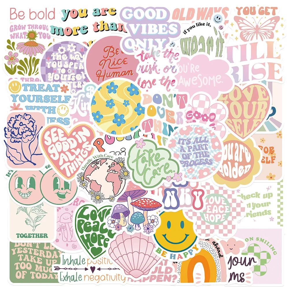 

50 PCS Laptop Phone Sketchbook Inspirational statement Stickers Cartoon for kids aesthetic Toy DIY Bicycle Waterproof stickers