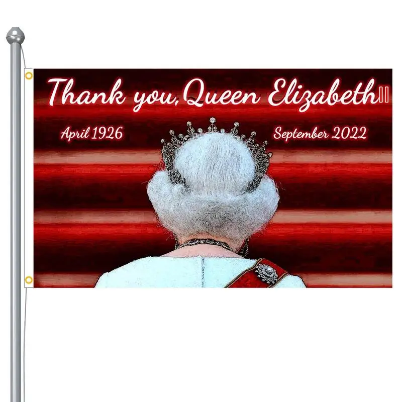 

Thank You Queen Memorial Flag 3x5ft Queen's Back View Of The 70th Anniversary Celebration Wearing A Crown Queen's Back