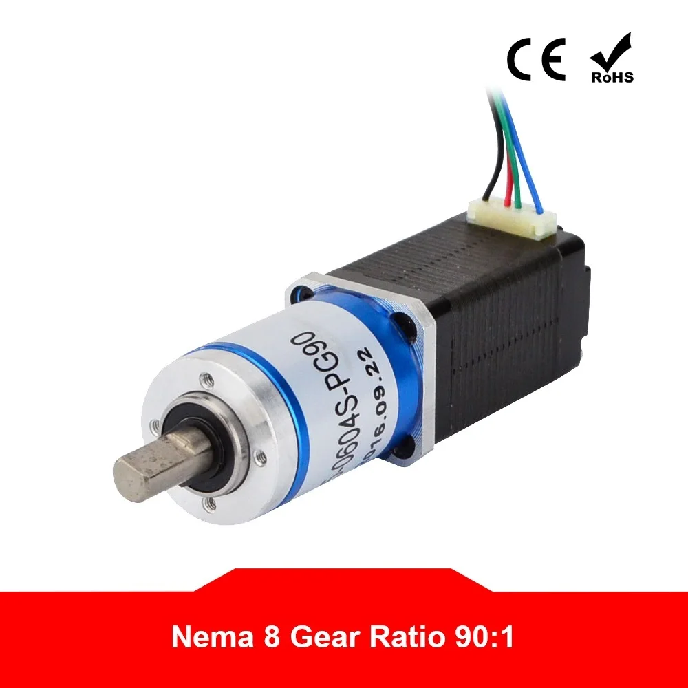 

90:1 Planetary Gearbox Nema 8 Stepper Motor 0.6A 4-wires Low Speed High Torque
